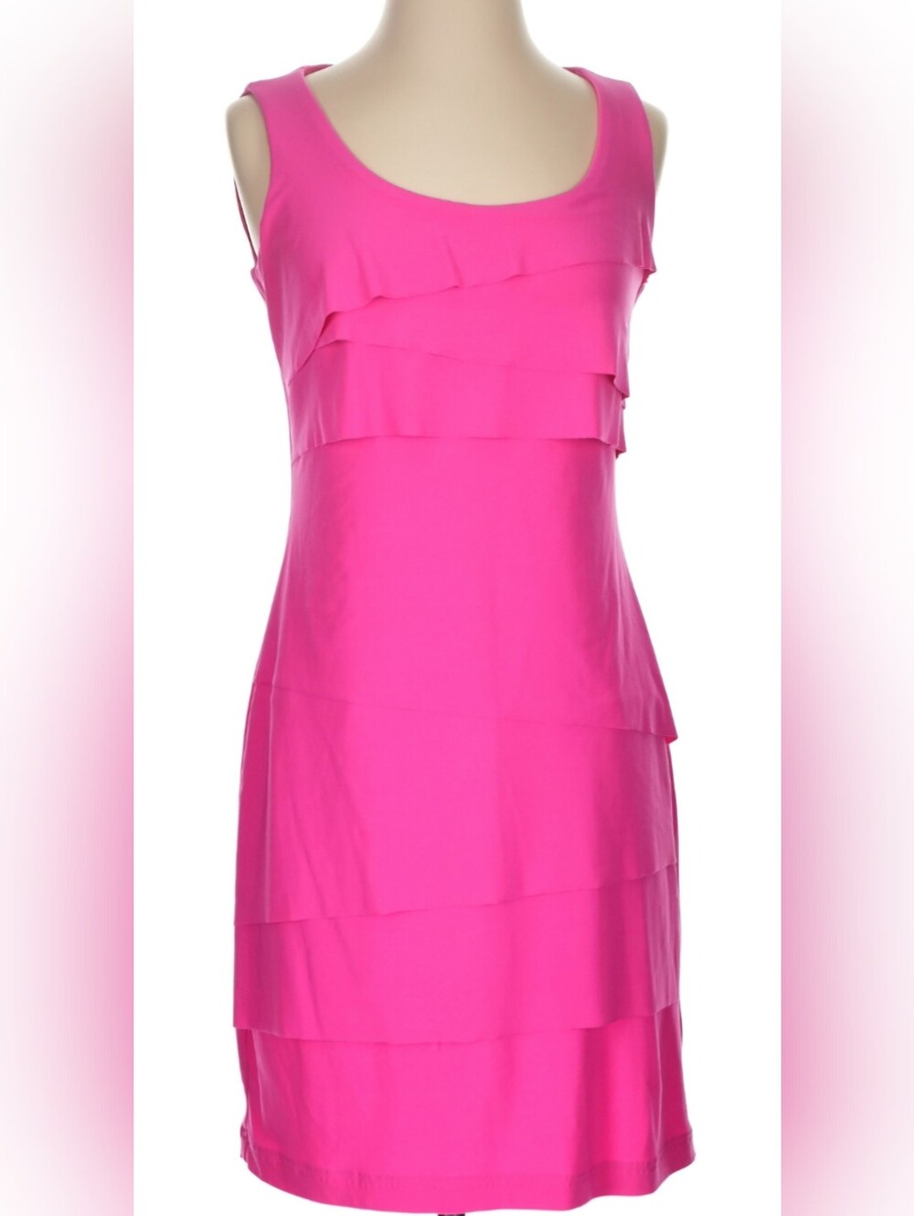 Joseph Ribkoff Hot Pink Tiered Ruffle Wedding Guest Dress NWOT Size 4